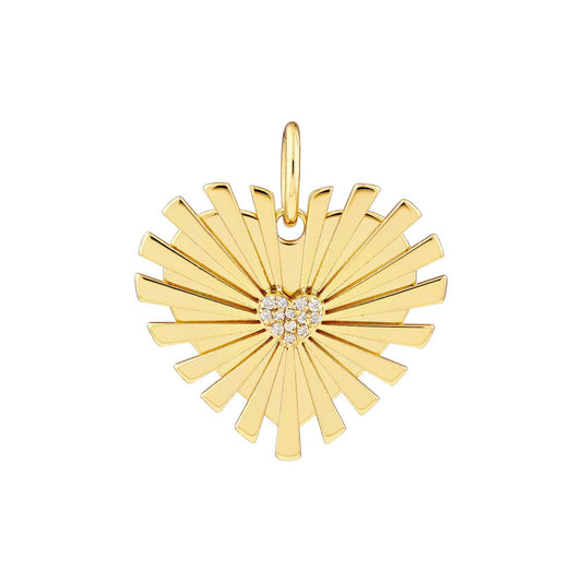 14k Diamond Radiant Heart Charm
