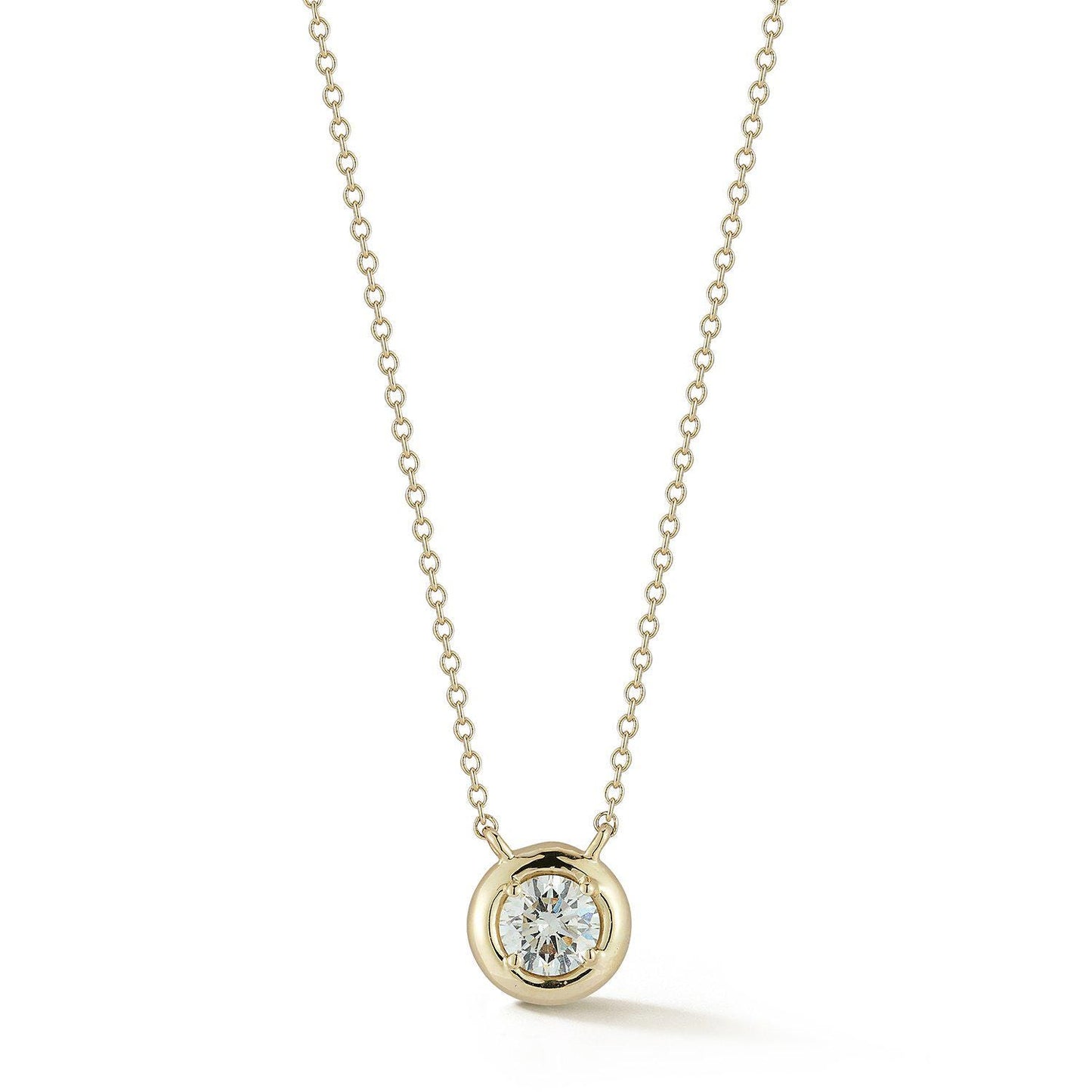 14k Diamond Prong Bezel Necklace