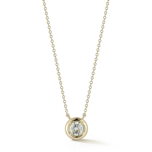 14k Diamond Prong Bezel Necklace